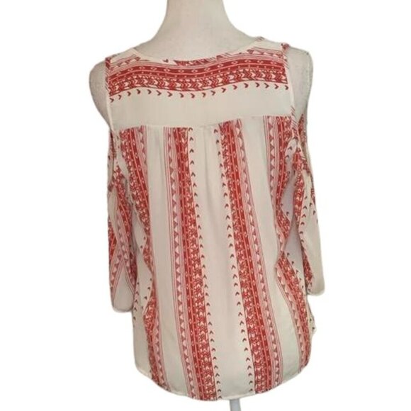 🔥🔥SALE🔥🔥CANDIE'S Red and White, Cold Shoulder Top, Size Medium - Picture 2 of 3